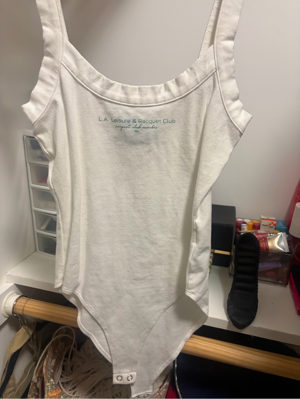 Forever 21 White Ribbed Scoop Neck Bodysuit